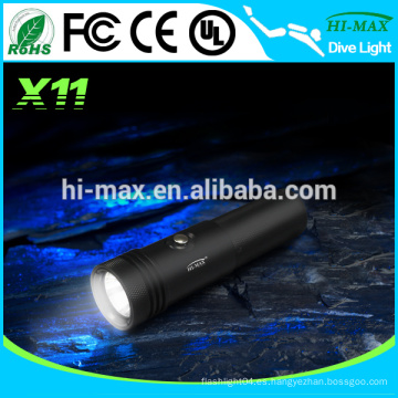 Hi-max X11 CREE XM-L U2 LED de buceo de alta potencia llevó la luz de la antorcha